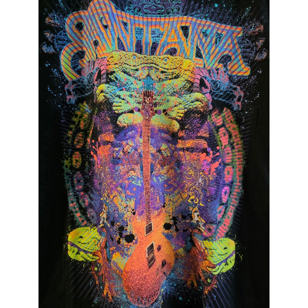 Santana Collective Consciousness Graphic T-Shirt Black Multi Color Guitar Mens M - Picture 2 of 6